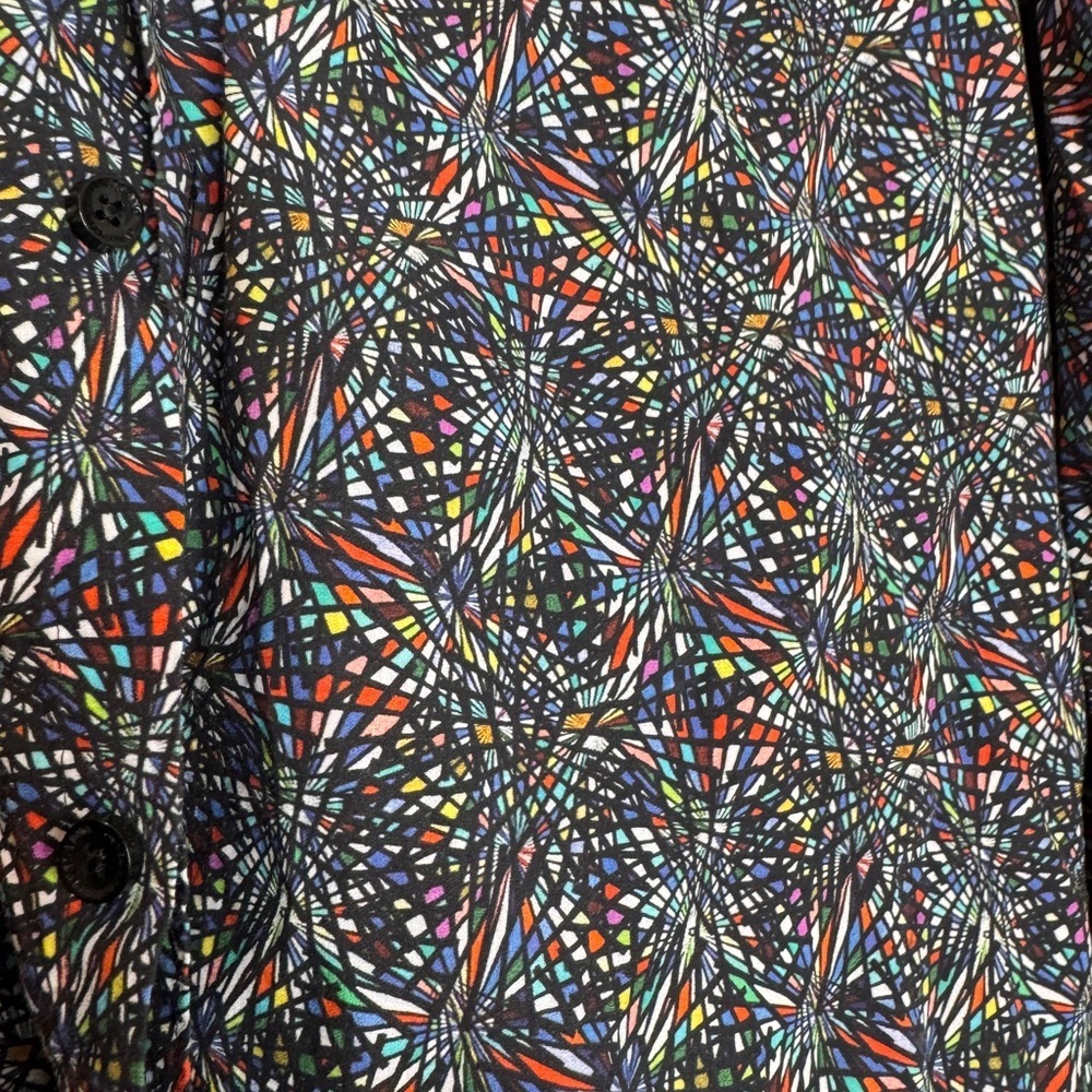 Jared Lang Button Up Psychedelic Multicolor Long … - image 2
